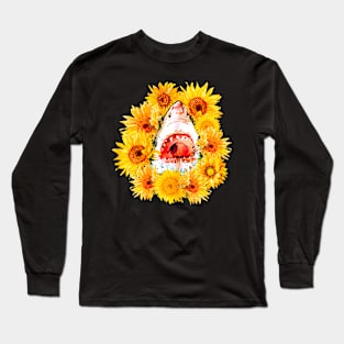 Shark SunFlower Gift Women Long Sleeve T-Shirt